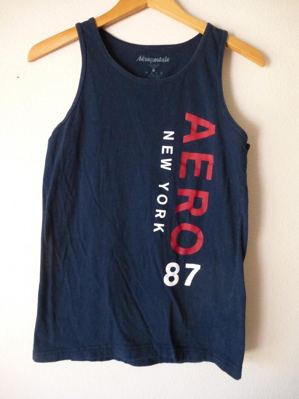 Aeropostale Shirt Mens Small Tank Top Navy Blue 87 New York Athletic Casual Gym